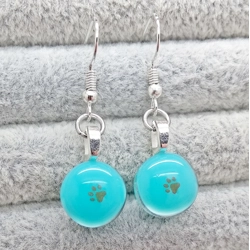 Paw Prints Dangly Drop Glass Earrings