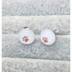 Petite paw print Glass Stud Earrings