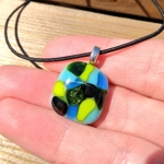 Abstract Peacock Glass Pendant Necklace