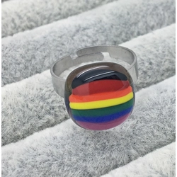 Rainbow Glass Adjustable Ring