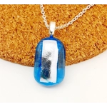 Blue and silver dichroic glass pendant