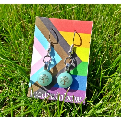 Tree Of Life Dangly Drop Glass Earrings