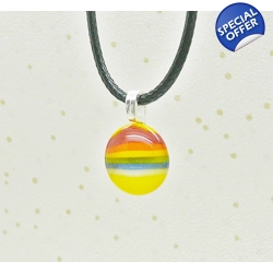 Rainbow Stripes Yellow Glass Necklace Pendant
