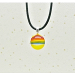 Rainbow Stripes Yellow Glass Necklace Pendant