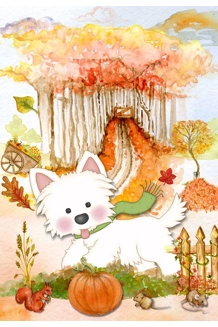 Westie Fall Garden Flag
