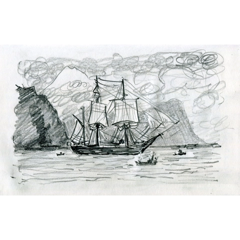 HMS Beagle In The Straits Of Magellan, after R.T. Pritchett