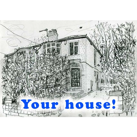 House Portrait A4 Drawing