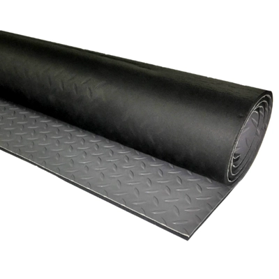 Grey Van Floor Sound Deadening Checker PVC Plate, 1.5m² Layered Floorflex