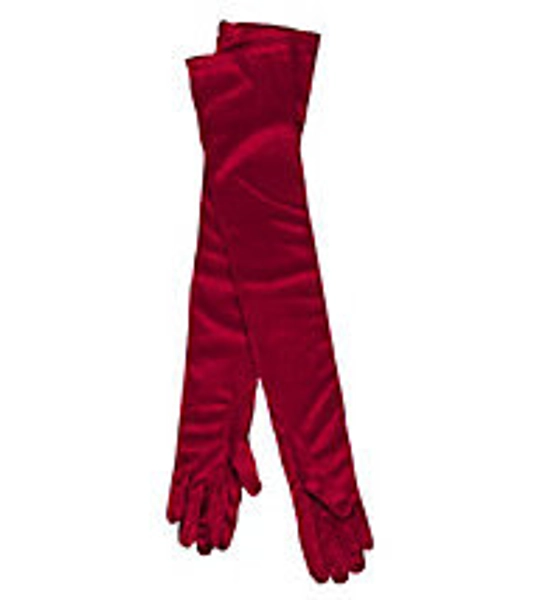 Long Red Gloves Adult burgundy in color
