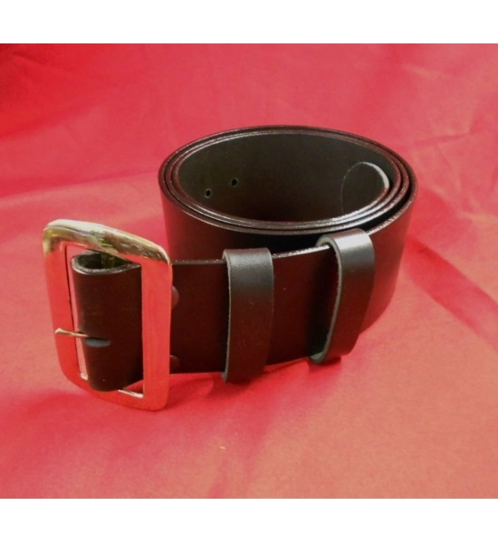 Santa Claus Belt With Buckle, Black Solid Leather PLAIN 3inch