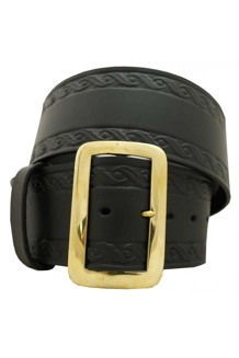Santa Belt with Design 3 1/2 inch BLACK