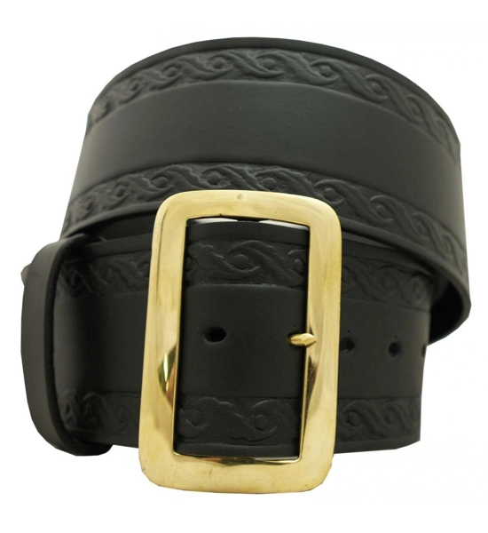 Santa Belt with Design 3 1/2 inch BLACK