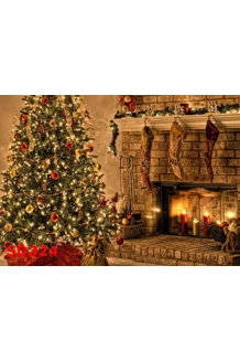 7x5ft Tree & Fireplace Backdrop