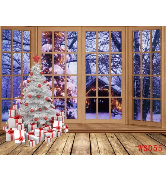 6x6ft Christmas theme Photo Background WHITE TREE