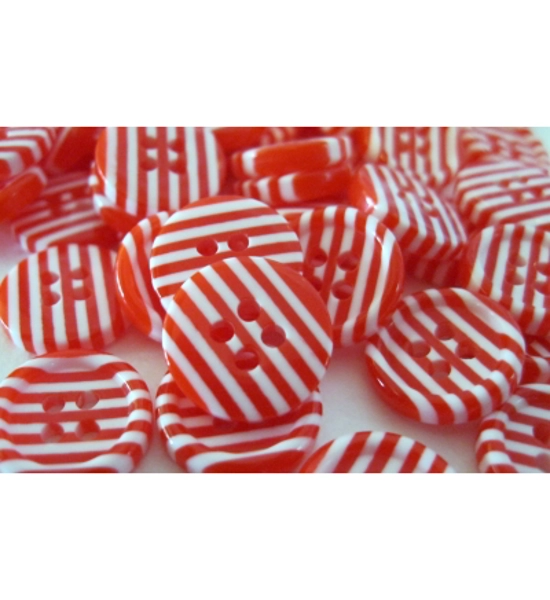 PACK OF 25 -1/2" RED AND WHITE RESIN 4 HOLE BUTTONS FOR SANTA'S SHIRT.