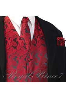 Men's Paisley Design Dress Vest and Neck Tie Han..
