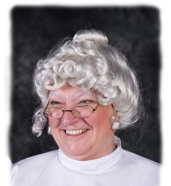 Beautiful Mrs. Claus Wig Costume Hairpiece in White