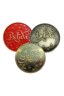 3/4 or 5/8 inch Believe Buttons 5 or 7 pcs