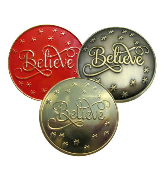 3/4 or 5/8 inch Believe Buttons 5 or 7 pcs