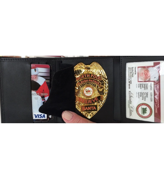 TRI-FOLD WALLETS WITH SANTA BADGE