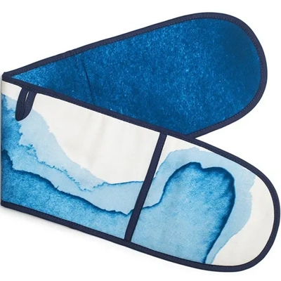 Debenhams - Cotton natural striped double oven gloves title=