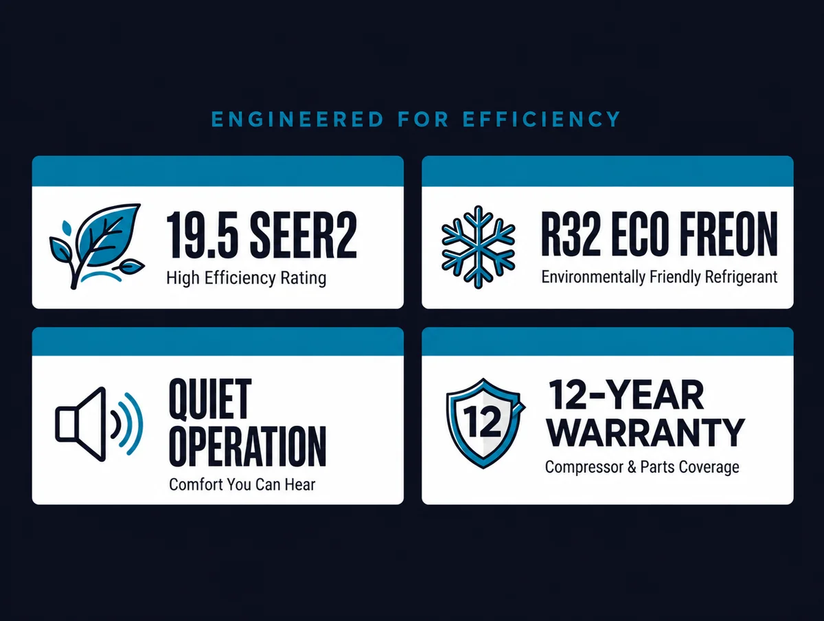 Daikin Oterra efficiency and feature stats