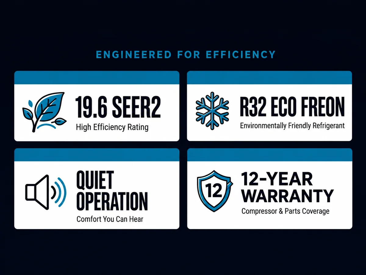 Daikin Oterra efficiency and feature stats