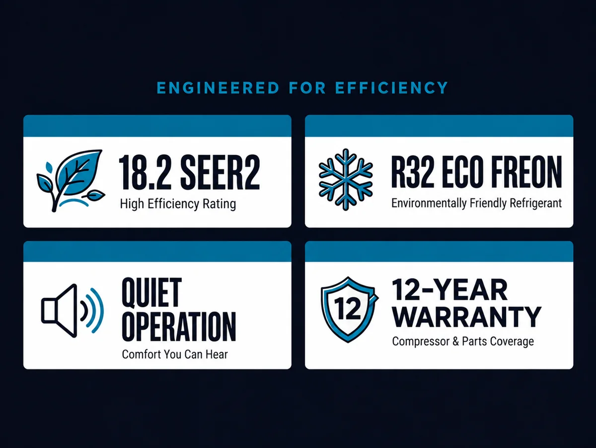 Daikin Oterra efficiency and feature stats