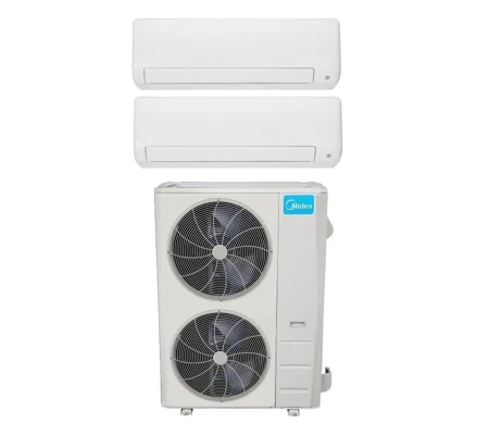 Midea 2-Zone (2x24K) 21.1 SEER2 Mini Split AC H-Heat Pump (-22°F) 11 EER/9.5 HSPF (R410a)