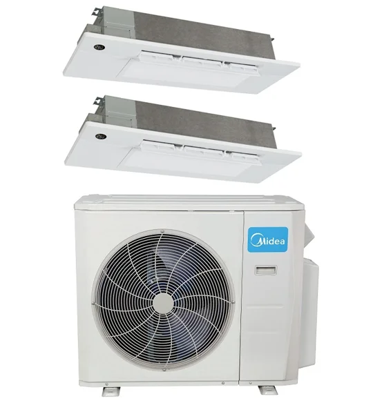 Midea 2-Zone Slim Cassette Mini Split H-Heat Pump (-22°F) E-Star: 22.4 SEER2/12 EER/9.5 HSPF (R410a)