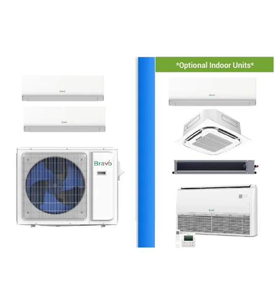 Bravo 2-Zone 22 SEER2 Mini Split AC Heat Pump (-13°F) WIFI, E-Star: 12.3 EER/10 HSPF (R32)