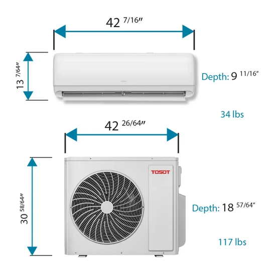 TOSOT 30K-Btu 22 SEER2 Mini Split Heat Pump (-13°F), Wi-Fi, 10.9 EER/9 HSPF (R32)