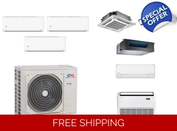 C&H 3 Zone 24.6 SEER2 Mini Split Heat Pump (-13°F), E-Star: 12.7 EER/9.5 HSPF (R410a)