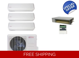 Norton 3-Zone 23 SEER2 Mini Split Heat Pump (-13°F), E-Star: 12.5 EER/9.2 HSPF (R410a)