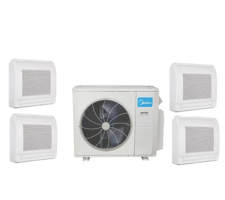 Midea 4-Zone Floor Console Mini Split H-Heat Pump (-22°F) 23.1 SEER2/10.6 EER/9.6 HSPF (R410a)