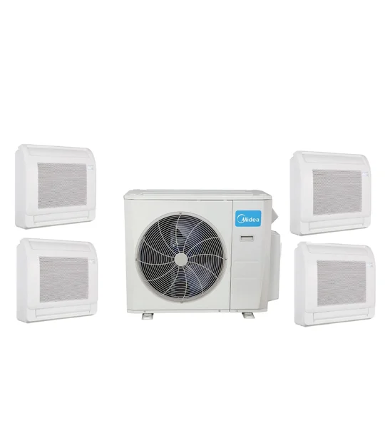 Midea 4-Zone Floor Console Mini Split H-Heat Pump (-22°F) 23.1 SEER2/10.6 EER/9.6 HSPF (R410a)