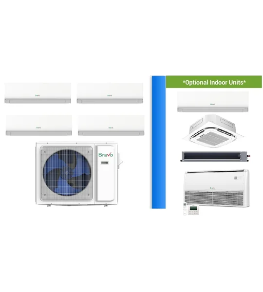 Bravo 4-Zone 23 SEER2 Mini Split Heat Pump (-13°F) WIFI, E-Star: 12.5 EER/10 HSPF (R32)
