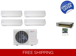 Norton 4-Zone 22.5 SEER2 Mini Split Heat Pump (-13°F) 11.5 EER/9 HSPF (R410a)