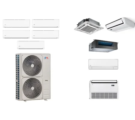 C&H 5-Zone 23.4 SEER2 Mini Split Heat Pump (-13°F) E-Star: 12.5 EER/8.7 HSPF (R410a)