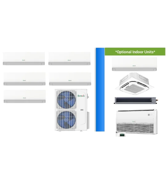 Bravo 5-Zone 24 SEER2 Mini Split Heat Pump (-13°F) WIFI, 12.5 EER/10.5 HSPF (R32)