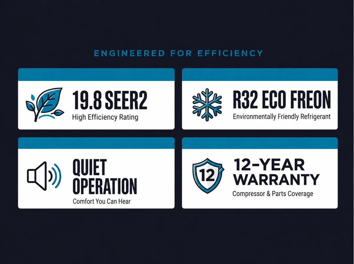 Daikin Oterra efficiency and feature stats
