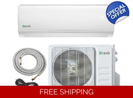 Bravo 24K-Btu 17 SEER2 Mini Split Heat Pump (-4°F) +WIFI, 9.5 EER/9.5 HSPF (R32)
