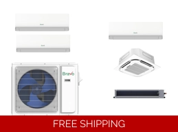 Bravo 2-Room Mini Split Heat Pump (-13°F) WIFI, E-Star: 22 SEER2/12.3 EER/10 HSPF (R32)