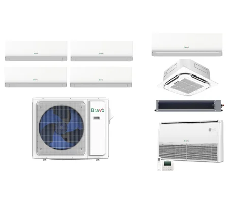 Bravo 4-Zone 23 SEER2 Mini Split Heat Pump (-13°F) WIFI, E-Star: 12.5 EER/10 HSPF (R32)