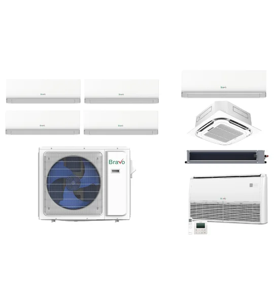 Bravo 4-Zone 23 SEER2 Mini Split Heat Pump (-13°F) WIFI, E-Star: 12.5 EER/10 HSPF (R32)