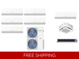 Bravo 5-Zone 24 SEER2 Mini Split Heat Pump (-13°F) WIFI, 12.5 EER/10.5 HSPF (R32)