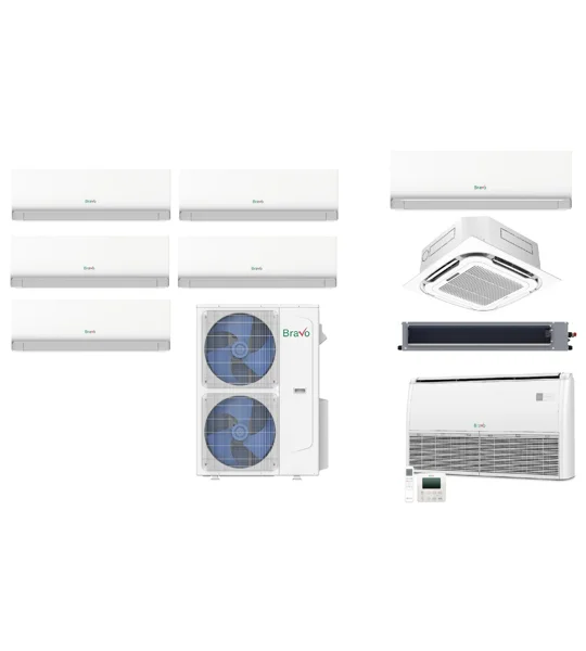 Bravo 5-Zone 24 SEER2 Mini Split Heat Pump (-13°F) WIFI, 12.5 EER/10.5 HSPF (R32)