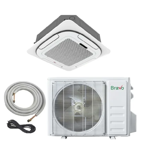 Bravo 9K-Btu 23 SEER2 Cassette Mini Split Heat Pump (-4°F) 12.5 EER/10 HSPF, WIFI (R32)