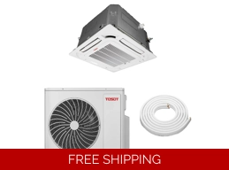TOSOT 18K-Btu 21 SEER2 Cassette Mini Split H-Heat Pump (-22°F), Wi-Fi, 10.9 EER/9 HSPF (R32)