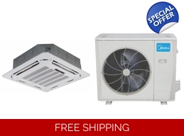 Midea 36K-Btu 19.2 SEER2 Ceiling-Cassette Mini Split H-Heat Pump (-22°F) 11.6 EER/10.6 HSPF (R410a)